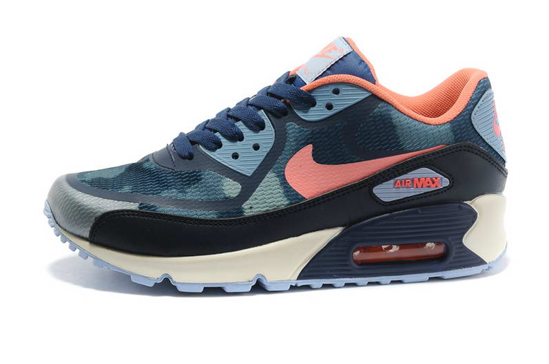 Nike Air Max 90 Chaussures Femmes Pre TAPE fonce bleu clair Organge (1)